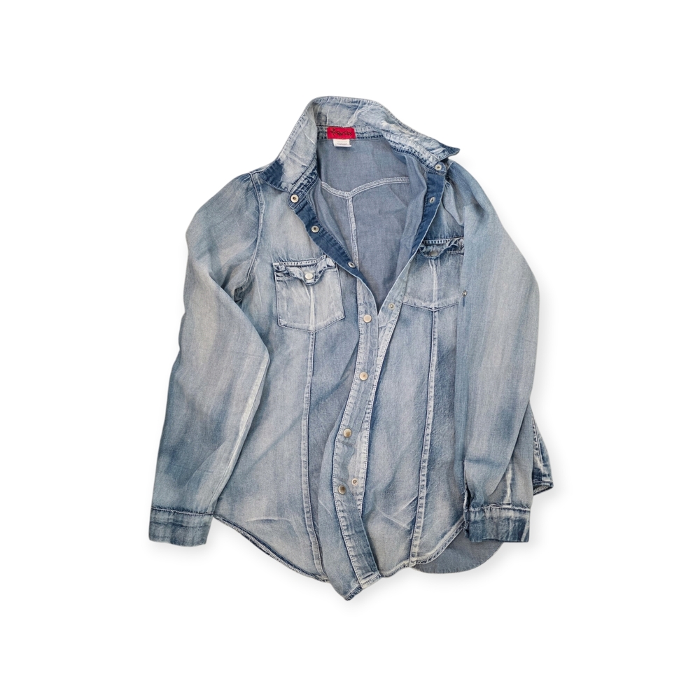 Light Blue Washed Denim Button-Up Shirt